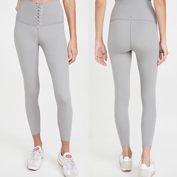 NWT WeWoreWhat High Rise Lace Up Leggings in Light Grey - Picture 1 of 9